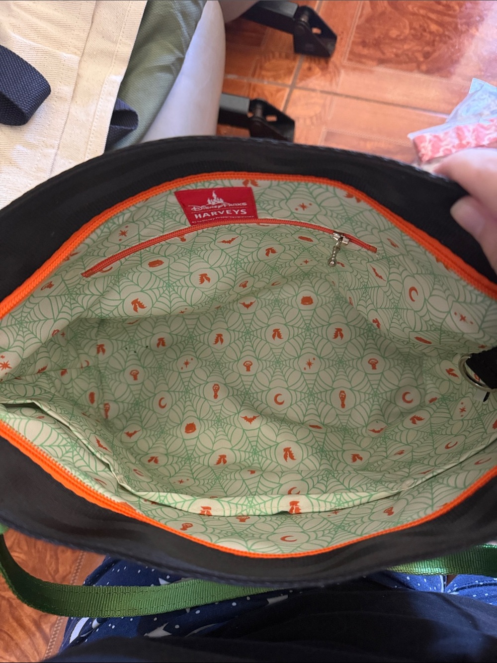 Harveys Hocus Pocus Tote Bag - Black with Green & Orange Accents - Picture 2 of 5